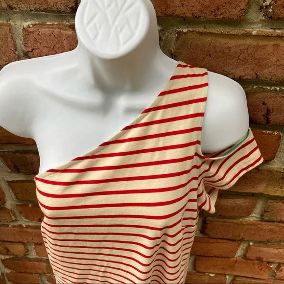 Anthro Maeve Marketa Striped One Shoulder Dress M - Picture 8 of 9